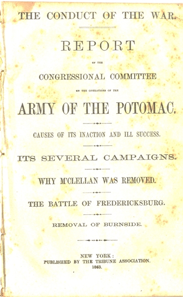 Army of the Potomac Civil War Imprint 1863. McClellan's Removal, Inaction