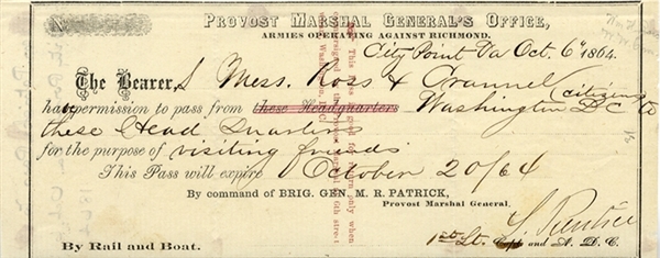 1864 Pass on Rare Washington Form