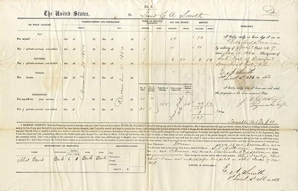 This Union Document Notes the Officers Black Servant