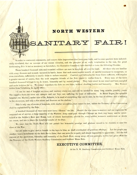 NorthWest Sanitary Fair Circular: Many Were Mangled And Made Helpless For Us.