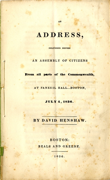 Presentation Copy of an Address by David Henshaw