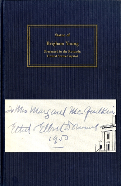 Mormon Brigham Young Statue dedication SIGNED by Utah Senator Elbert Thomas