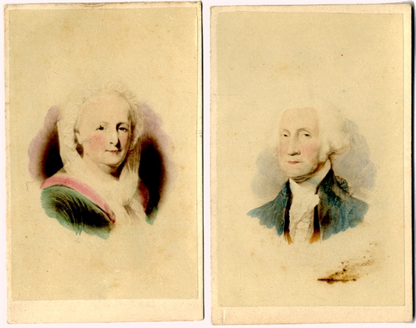 Pair Nicely Tinted CDVs of George and Martha Washington 