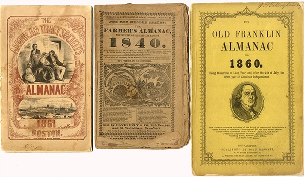Three Early Almanacs from 1840, 1860, 1861