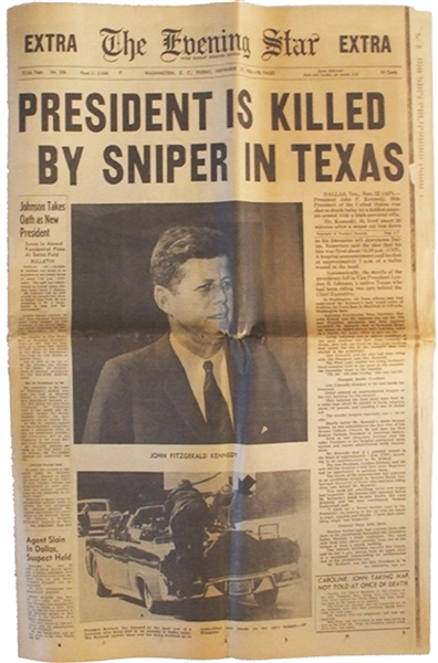 A Pair Of Washington DC Kennedy Assassination Newspapers