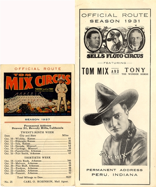 Tom Mix Traveling Show Schedules