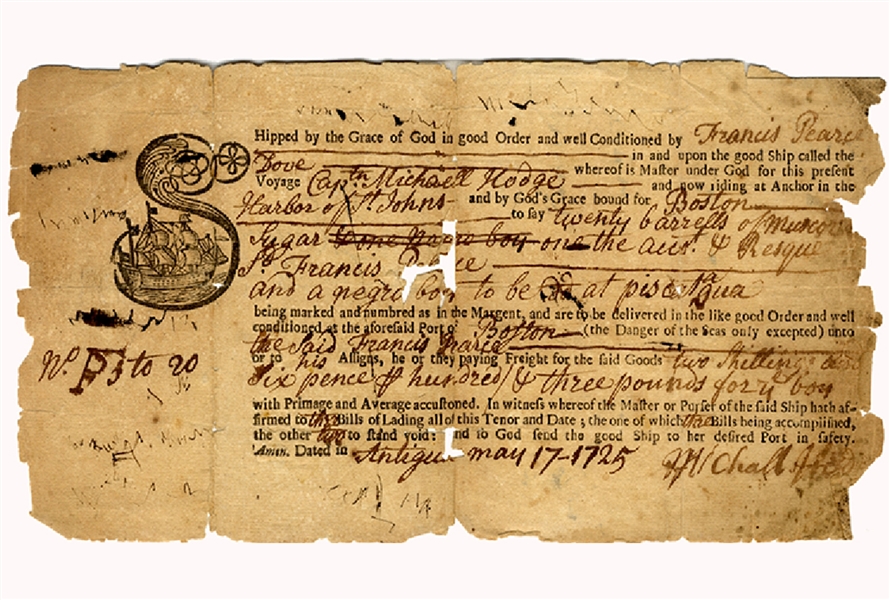 Very Early Slave Document - 1725