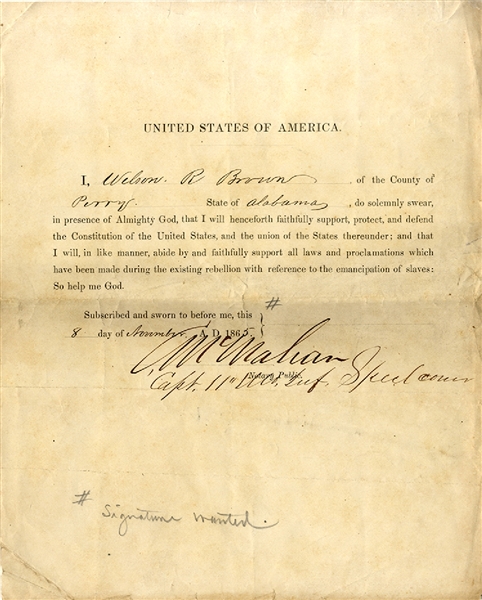 Emancipation of Slaves Confederate Citizen's Pardon. 