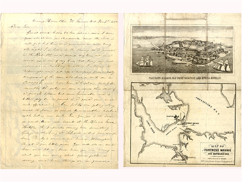 Highly Illustrated Letter Sheet With Letter Written By The 1st Delaware Soldier