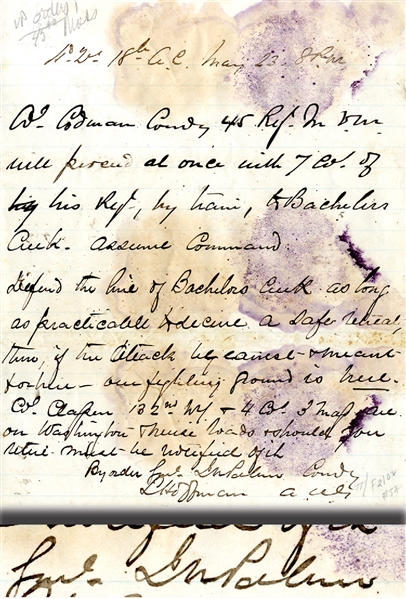Orders From General I.N. Palmer - Near New Bern NC