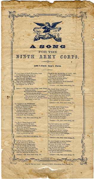 Virginia Printed Ninth Army Corps Victory Poem