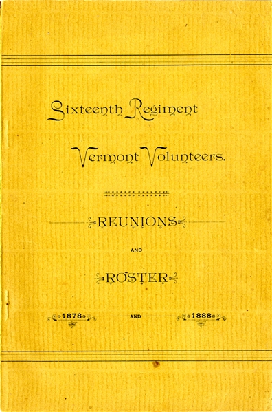 16th Vermont Regimental GAR Booklet on The Battle of Gettysburg.
