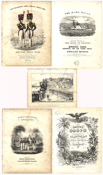 An Interesting Group of Five Military Illustrated Music Sheets