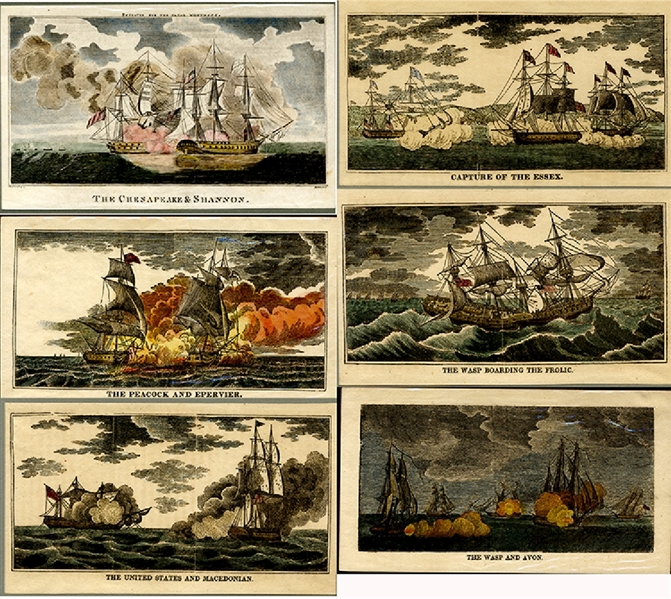 Group of Hand Tinted War of 1812 Naval Battles