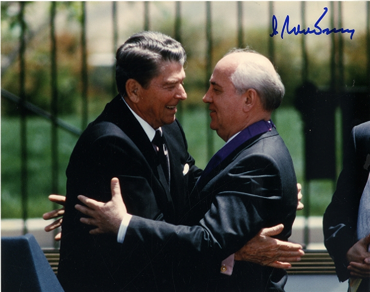 Mikhail Gorbachev Rare Signed Photo With President Reagan - 