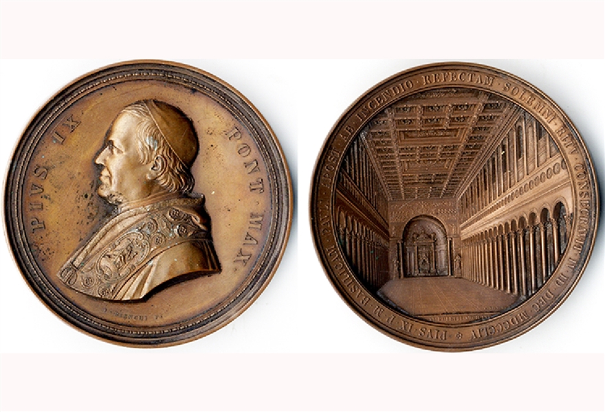 Beautiful Pope Medal Issued Upon The Consecration of the Basilica of St. Paul