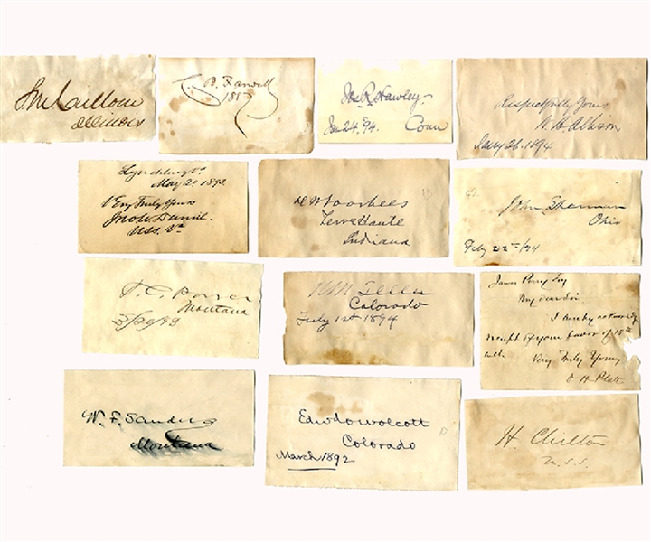 13 United States Senator Autographs from 1893-94