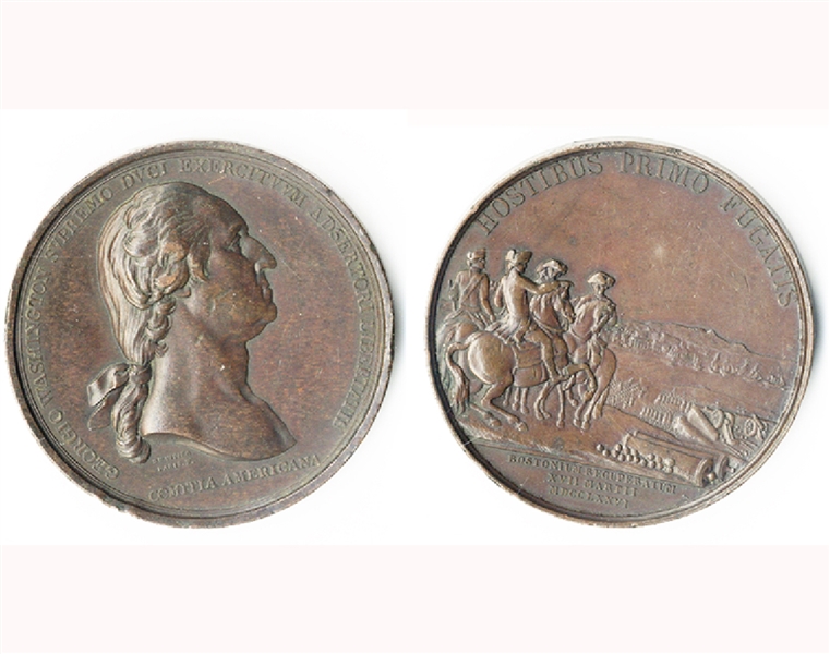 Washington before Boston, Bronze Medal by Pierre Duvivier, 19th Century