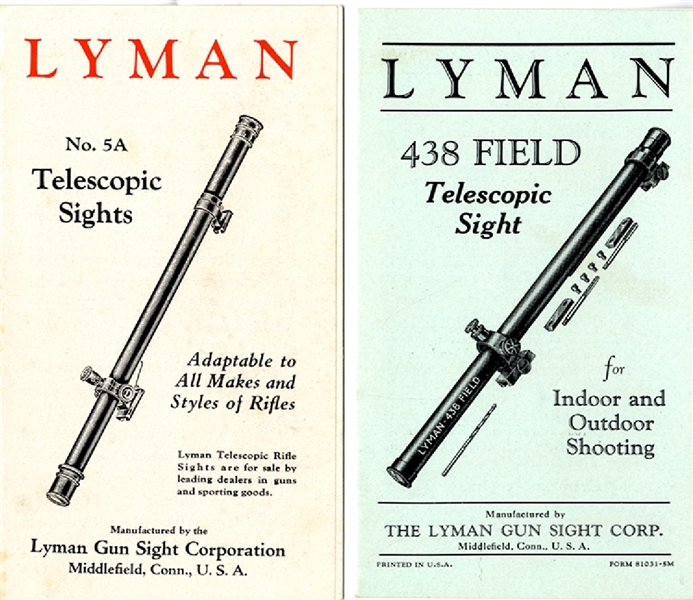 Nice Pair of Lyman Rifle Sight Brochures