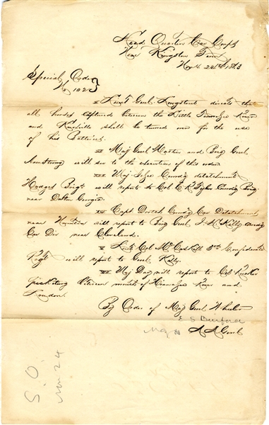 Gen. Longstreet Orders in Tennessee