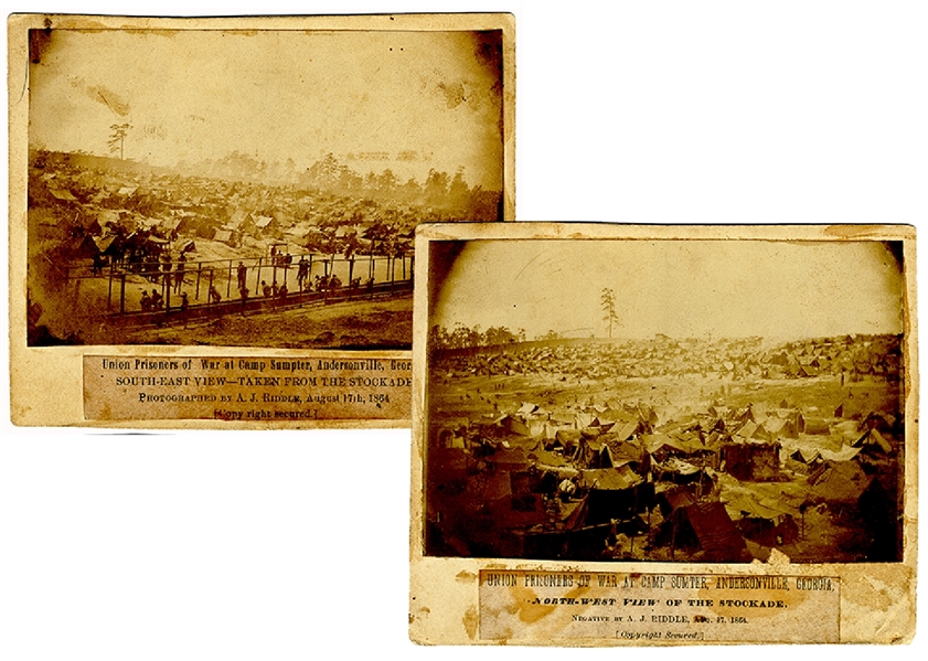 Two Rare Views of Andersonville with Union Prisoners by Confederate Photographer
