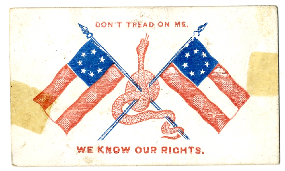 Confederate Secessionist (Baltimore Issued) Don't Tread On Me Patriotic Card.