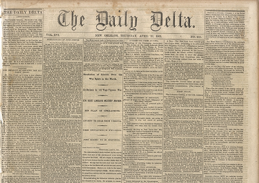 Confederate Newspaper Reports the Bombing of Sumter
