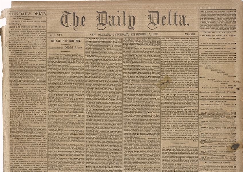 Confederate Newspaper Reports The Battle of Bull Run