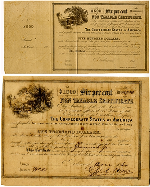 Pair of Confederate Bonds