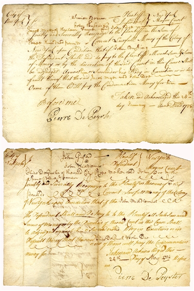 1754 Documents Signed by Pierre De Peyster