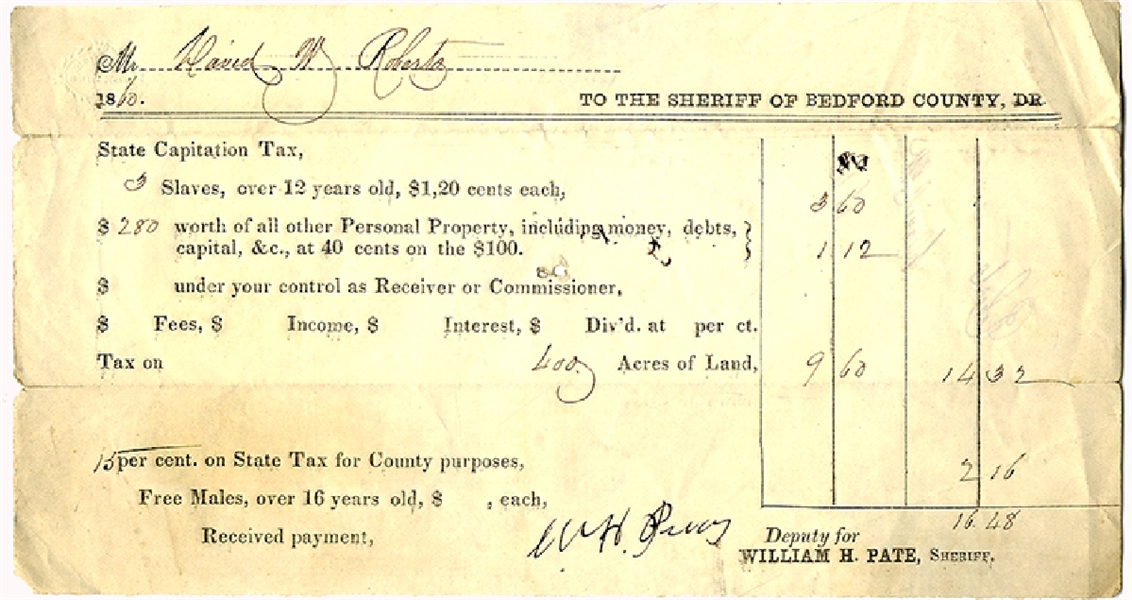 On The Eve Of The Civil War, Virginia Collects The Slave Tax