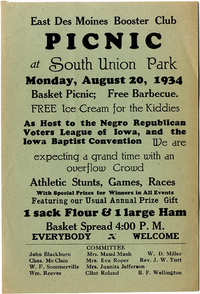 Handbill For Negro Republican Voters League of Iowa