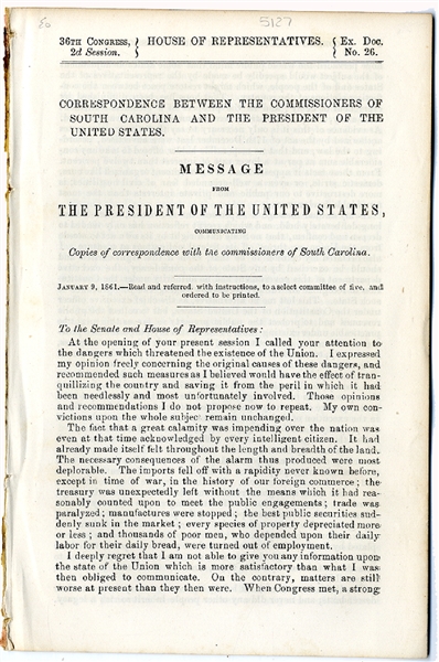 Printing of the South Carolina Secession Ordinance