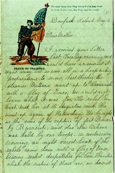 3rd Rhode Island Heavy Artillery Letter - Report of the Capture of Fort Macon