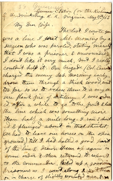 Civil War Union Officer Writes of his Capture at Chancellorsville