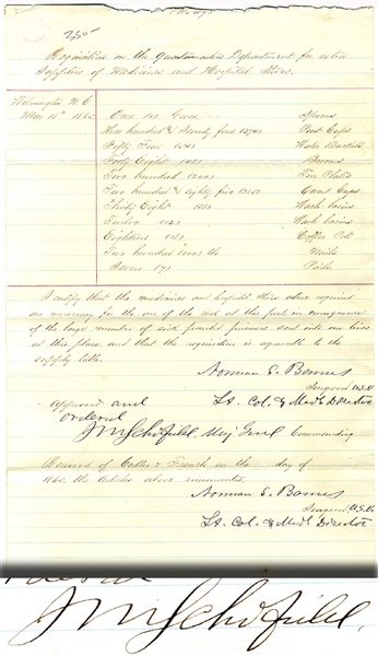 General Schofield Signed  Medical Document