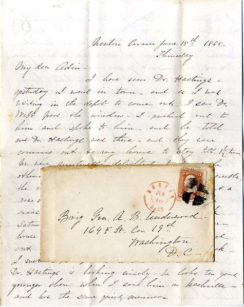 Letter to General Adin Underwood from his Wife