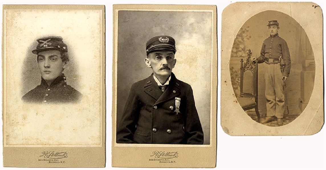 Three Cabinet Card Photographs 22nd New York Cavalry