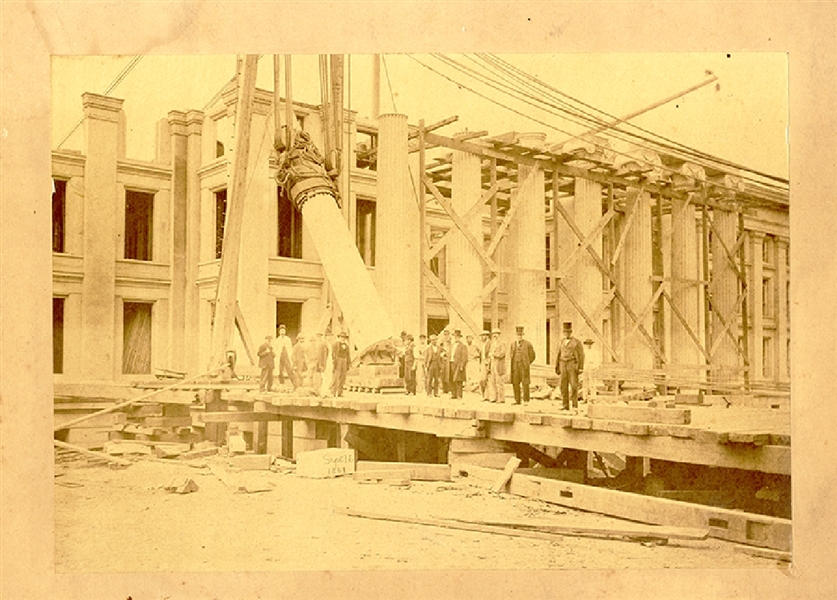 Raising of Columns in Front of the US Treasury Building in Washington
