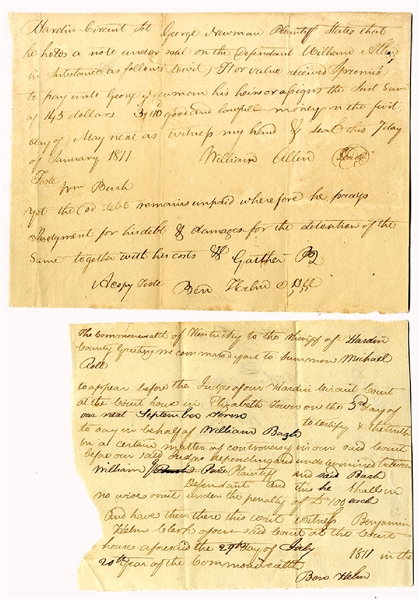 Two Documents Signed by Benjamin Helm