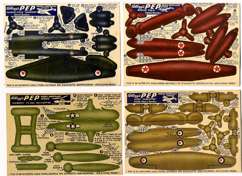1940's Kellogg's PEP Cereal Model War Plane Series
