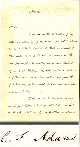Charles Francis Adams Autograph Letter Signed