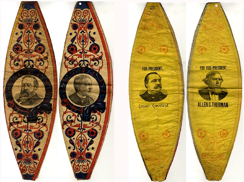 Lighteng Up the 1888 Election - A Pair of Paper Lanterns - Harrison and Cleveland