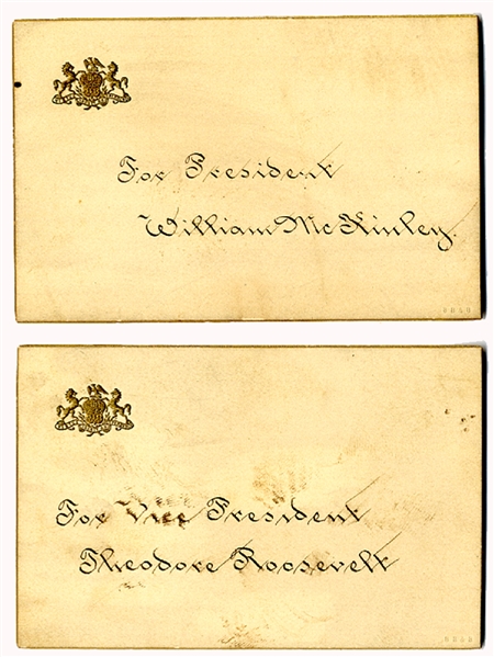 Pennsylvania McKinley & Roosevelt Rare Official Electoral College Ballot Cards