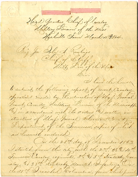 Gen. William Smith’s Battle Report Submitted to Gen. Sherman