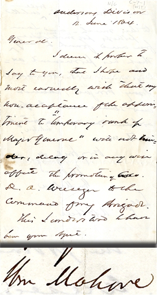 General Mahone Writes General A.P. Hill - Captured at Appomattox