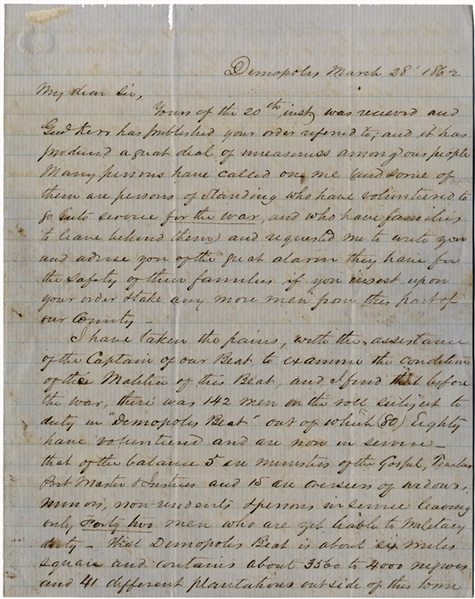 Early War-Date Alabama Governor's Slave Revolt Letter