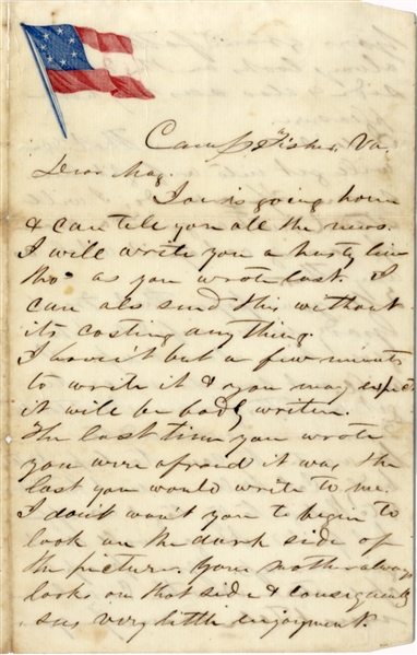 Confederate Letter by 43rd North Carolina Soldier WIA & POW at Gettysburg, Immortal 600 Member