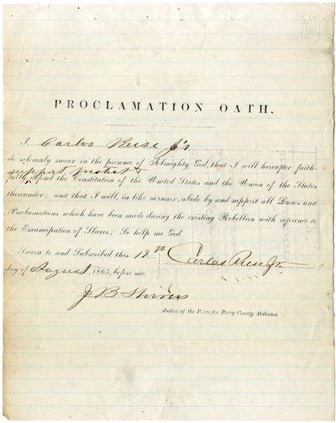An Oath To Support All…Proclamations...Made During The Existing Rebellion With Reference To The Emancipation of Slaves.