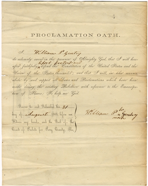 Another Proclamation Oath Supporting Proclamations…Made…With Reference To The Emancipation of Slaves.